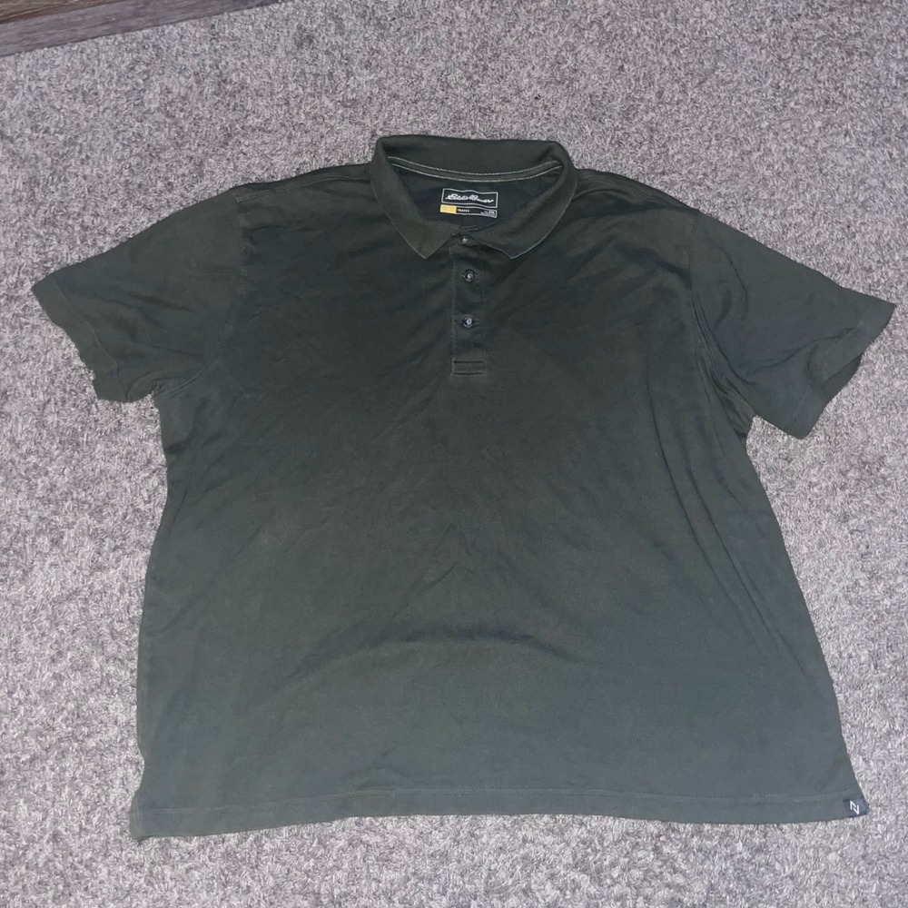 Eddie Bauer Travex Mens 2XL Olive Green Short Sleeve Performance Polo Shirt